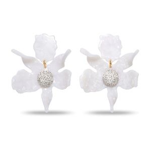 Lele Sadoughi Large Mother of Pearl Crystal Lily Earrings